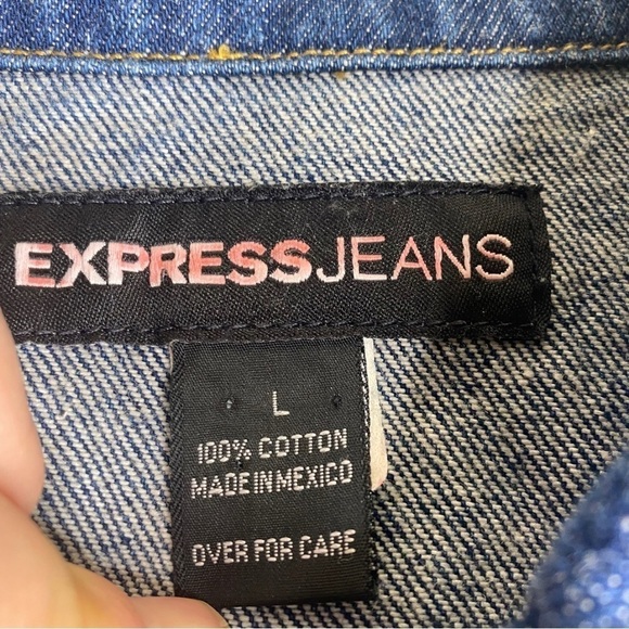 Vintage Express Rigid Denim Jean Vest Women’s Sz L - Picture 5 of 7